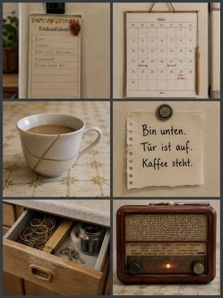 Küche · Textblatt · Einkaufsliste und Kalender