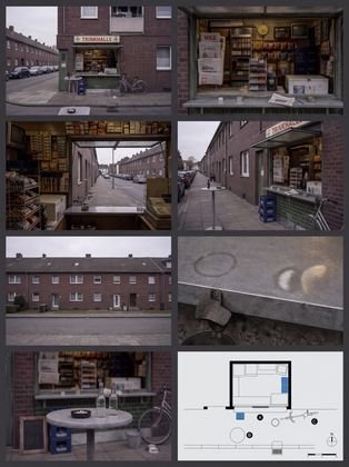 Trinkhalle · Szenen-Blatt · acht Ansichten