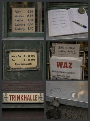 Trinkhalle · Textblatt · jedes lesbare Schild