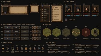Interface · Rahmen, Balken, Hexmarker, ein ganzes Alphabet