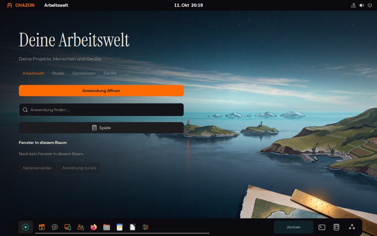 The Chazon OS desktop after first login (screenshot from VM acceptance testing)